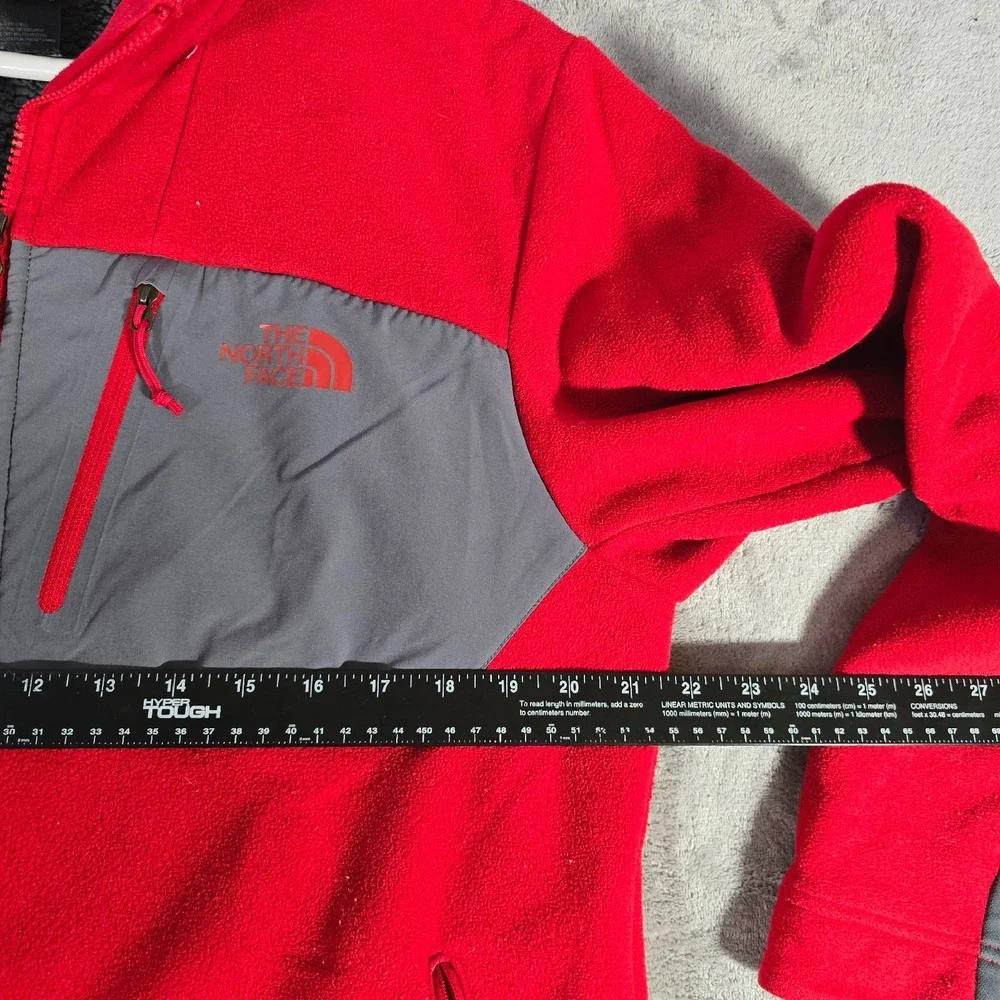 The‎ North Face Fleece Jacket Full Zip Pockets Red Gray Accents Mens Large